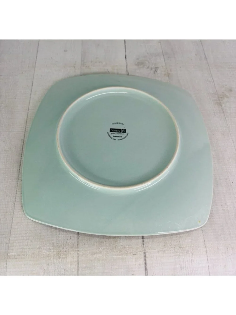 Home Target GREEN COLOR BLOCK Various Blue Blocks Square Stoneware Dinner Set 4